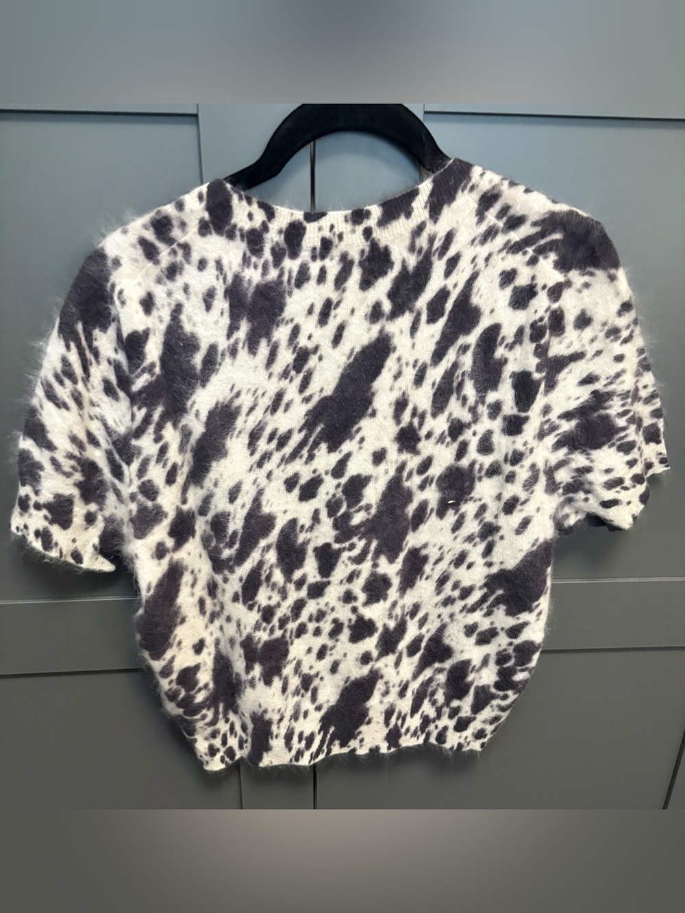 J. Crew Brushed Cashmere Cow-Print Short Sleeve Top - Picture 6 of 6